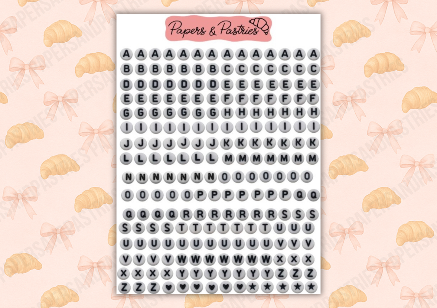 Letter Beads Sticker Sheet