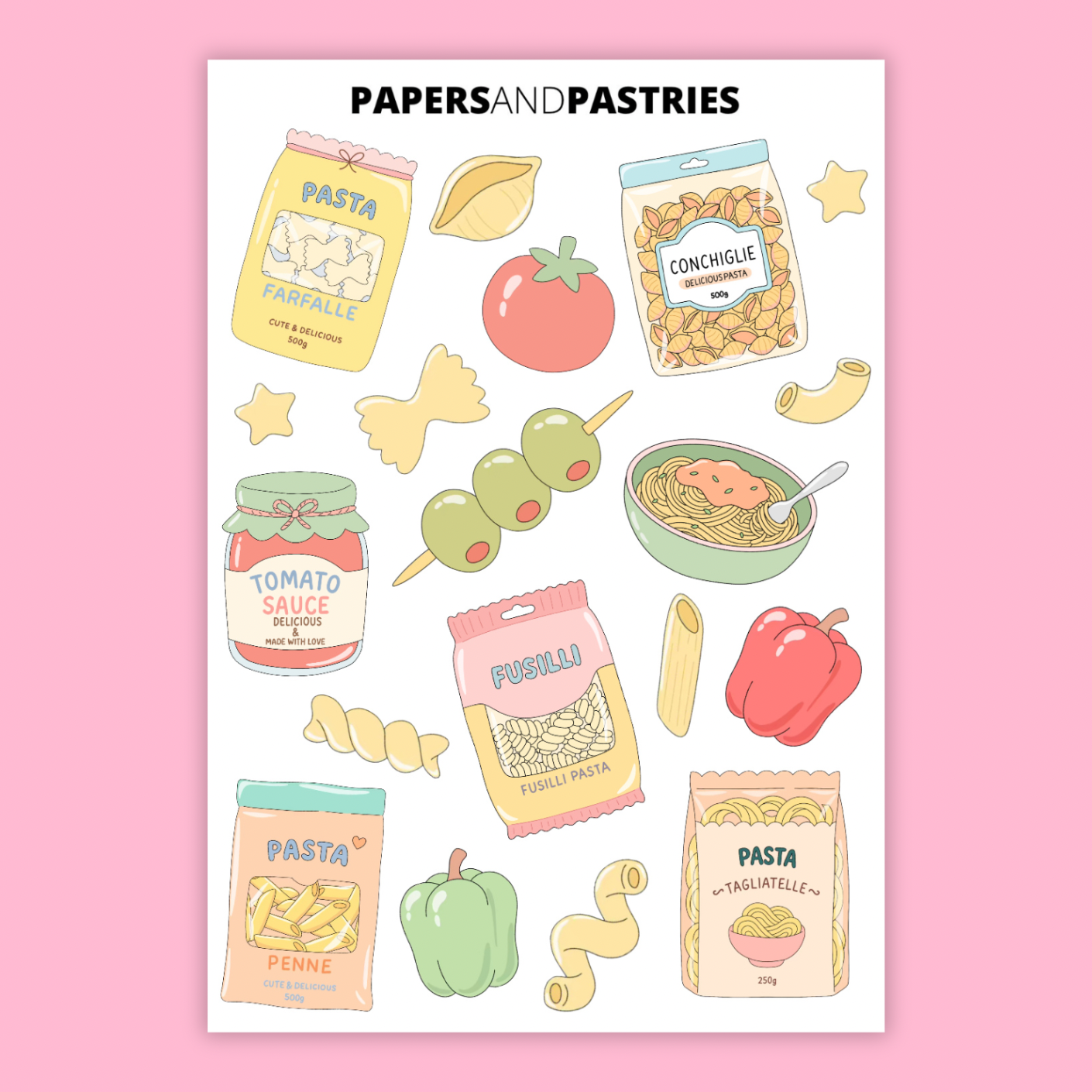 Pasta Party Sticker Sheet