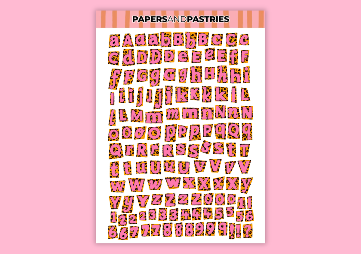 Leopard Print Ransom Sticker Sheet