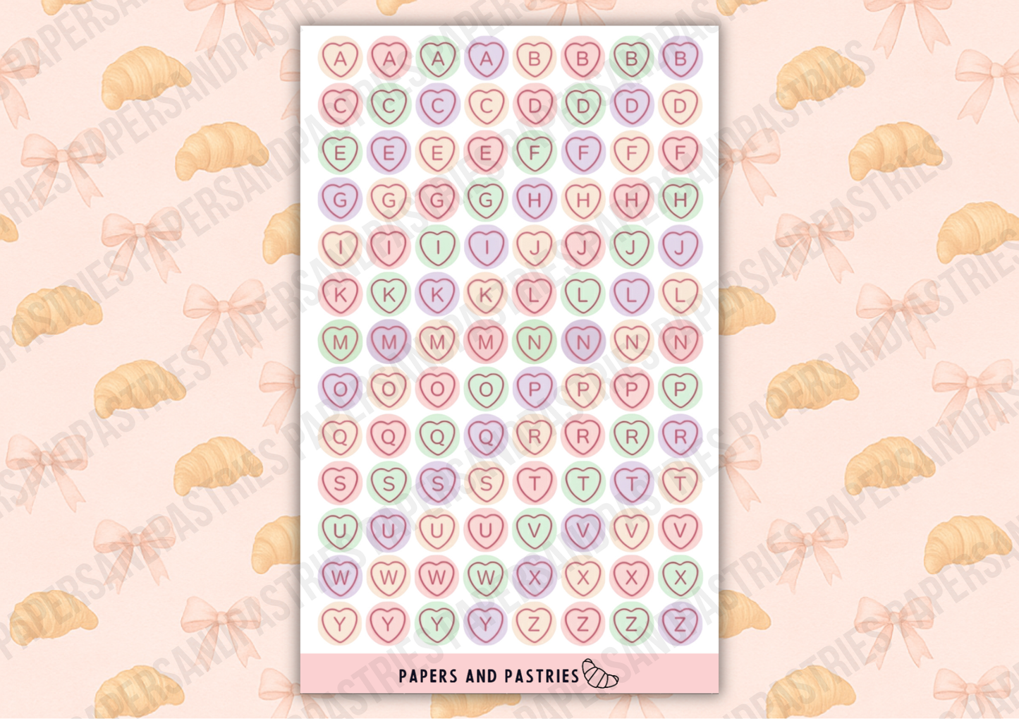 Alphabet Sticker Sheet - Love Heart Edition