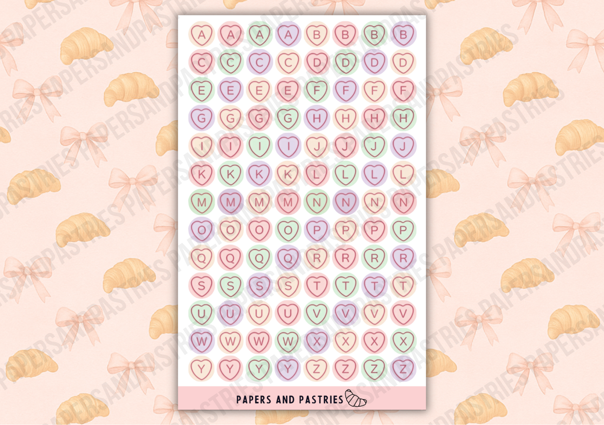 Alphabet Sticker Sheet - Love Heart Edition