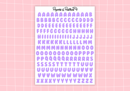 Alphabet Sticker Sheets