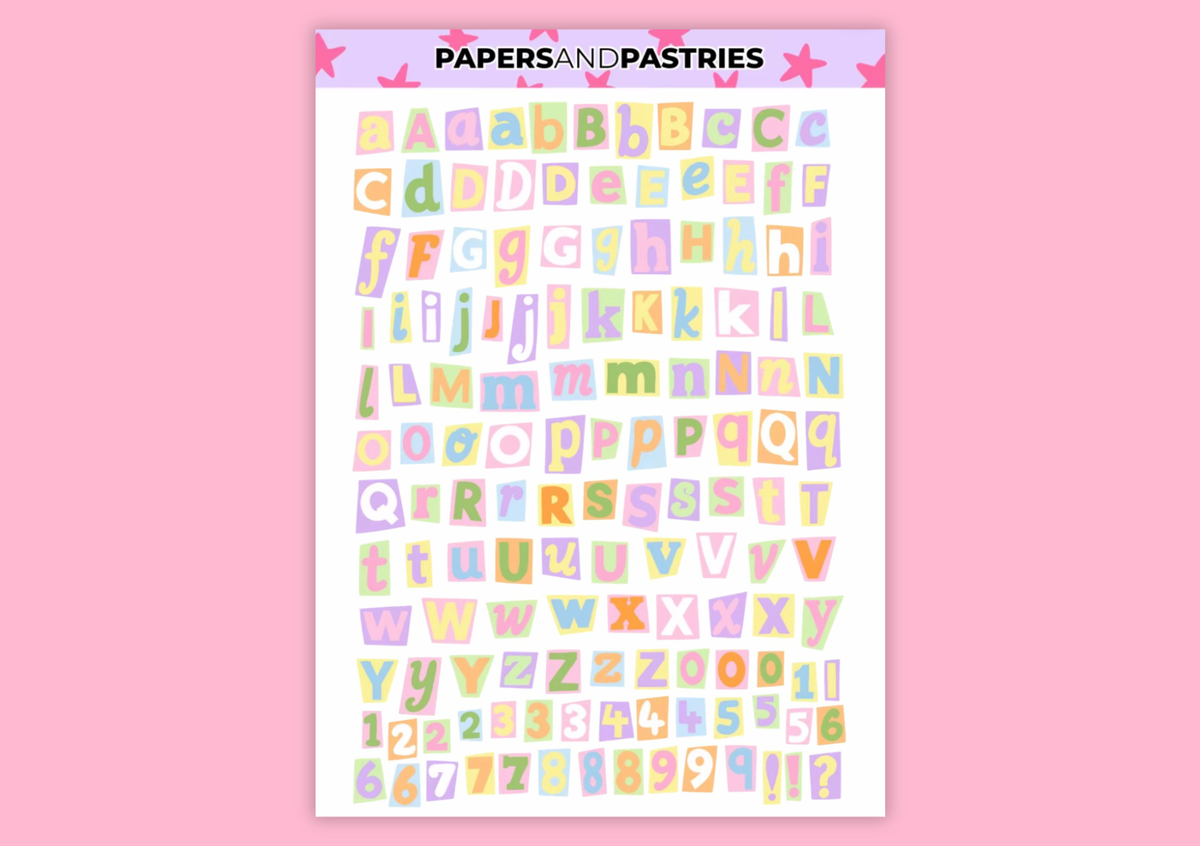 Pastel Ransom Sticker Sheet